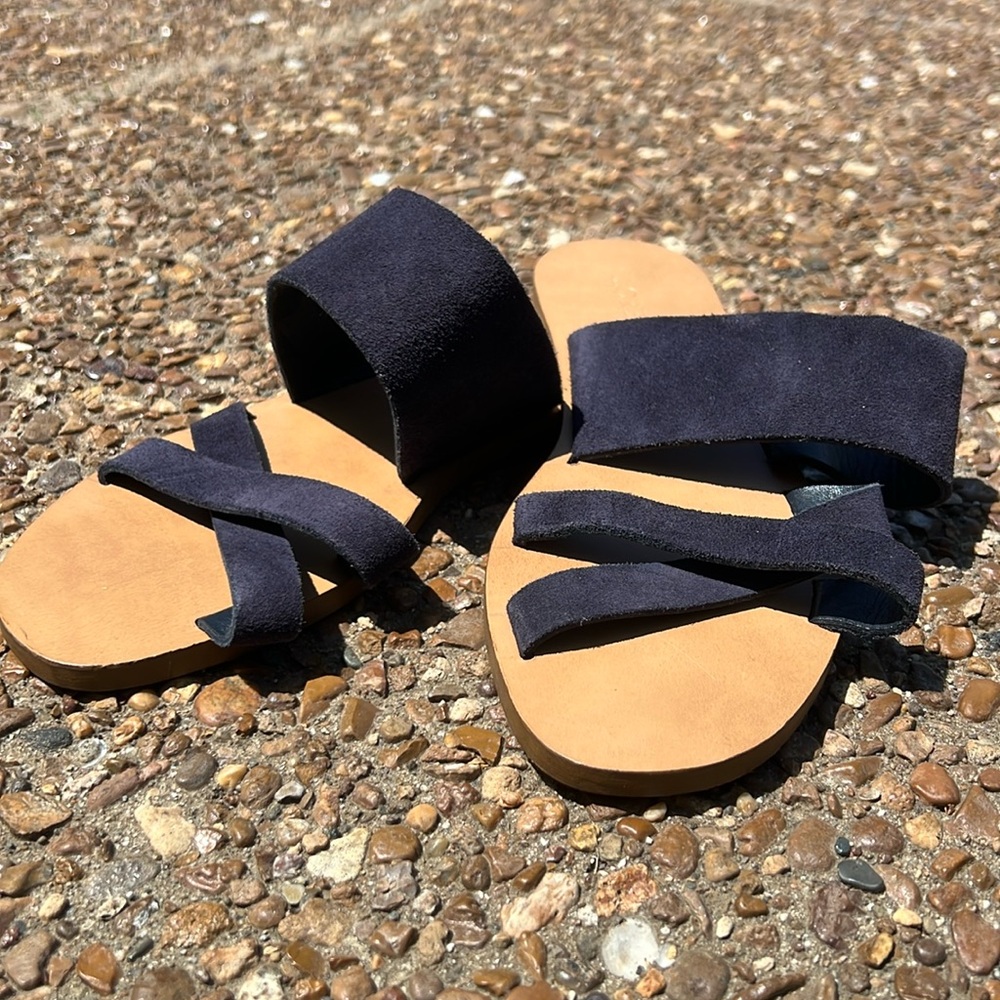 Never worn J Crew Navy Suede sandals